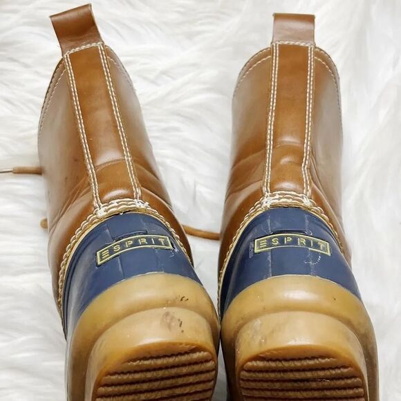 Easy Spirit Faux Fur Lined Winter Duck Boots Brown & Blue Size 7.5 - Picture 4 of 10